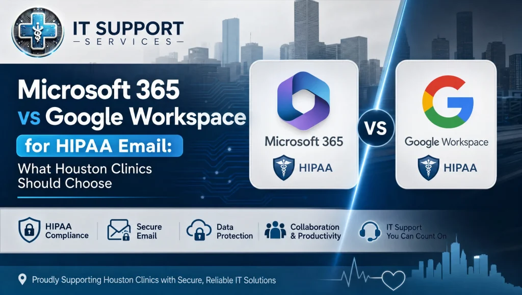 Microsoft 365 vs Google Workspace: HIPAA Email Guidance for Houston Clinics HIPAA compliant email for healthcare Houston comparison chart